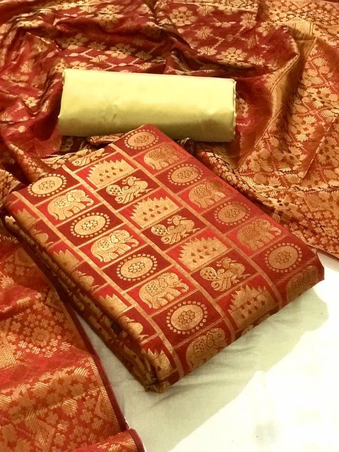 Banarasi Silk 50 Festive Wear Banarasi Silk Designer Dress Material Collection